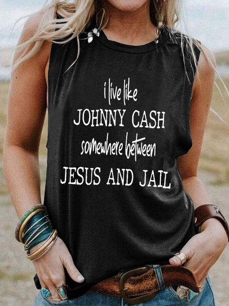 I Live Like Johnny Cash Somewhere Between Jesus And Jail Casual Sleeveless Woman Tank, Black, T-shirts
I Live Like Johnny Cash Somewhere Between Jesus And Jail Casual Sleeveless Woman Tank, Black, T-shirts