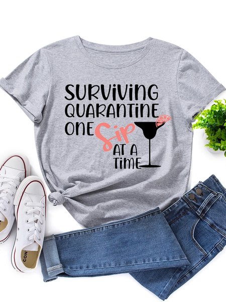 Surviving Quarantine One Sip At A Time Wine Glass Graphic Tee, Light gray, T-shirts
Surviving Quarantine One Sip At A Time Wine Glass Graphic Tee, Light gray, T-shirts