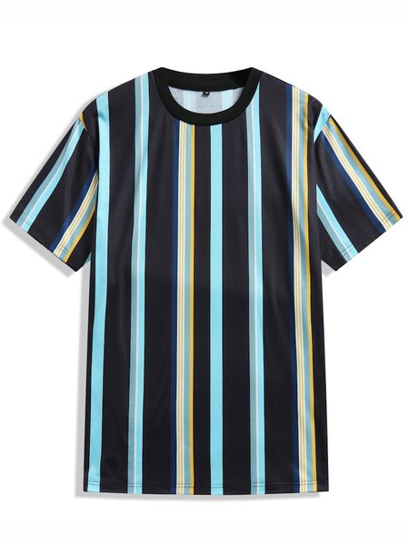Crew Neck Casual Shirts & Tops, As picture, Men's t-shirts