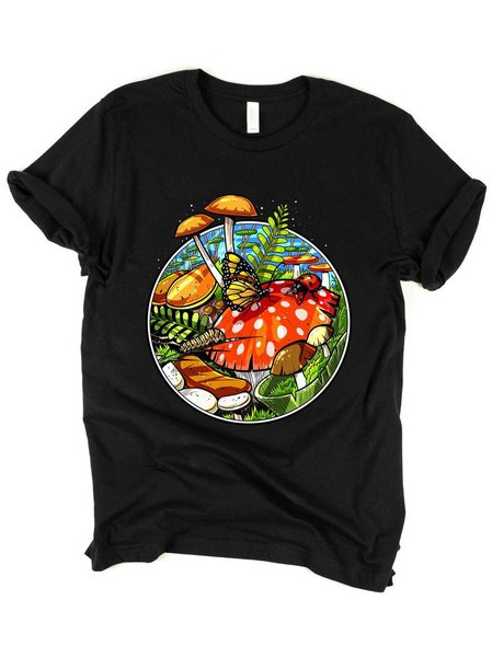 Printed Crew Neck Shirts & Tops, Black, Men's t-shirts
