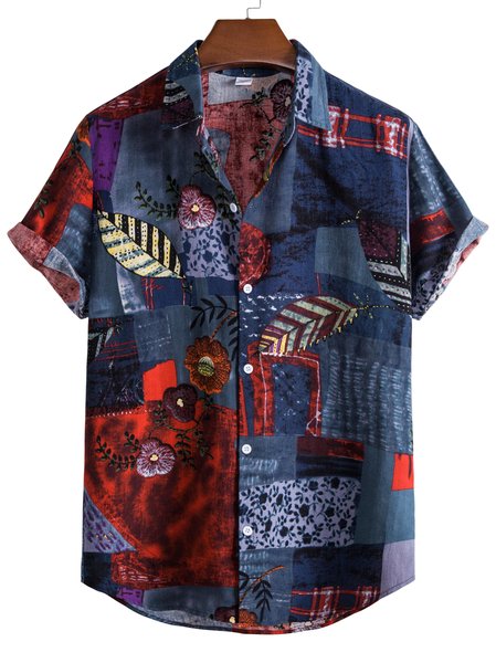 Tribal Holiday Shirt Collar Shirts & Tops, Blue, Shirts