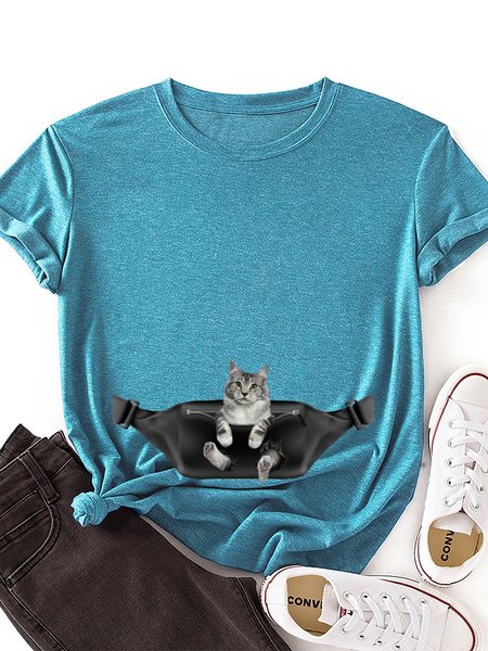 Cat Maine Coon Fanny Pack 3D Graphic Tee, Lake blue, T-shirts