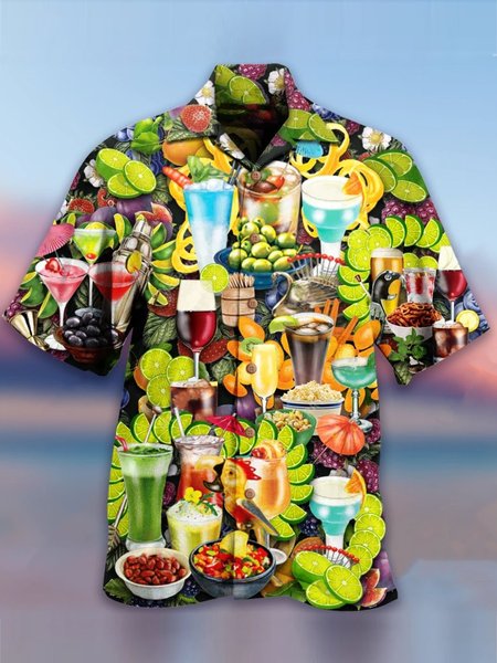 Casual Shirt Collar Shirts, Green, Men's Floral shirt