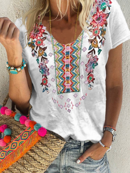 Women Casual Holiday Vintage Crew Neck Floral Short Sleeve Summer T-shirt, White, Tees & T-shirts
Women Casual Holiday Vintage Crew Neck Floral Short Sleeve Summer T-shirt, White, Tees & T-shirts