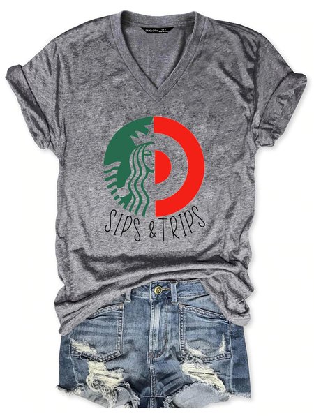 Sips And Trips Tee, Gray, T-shirts