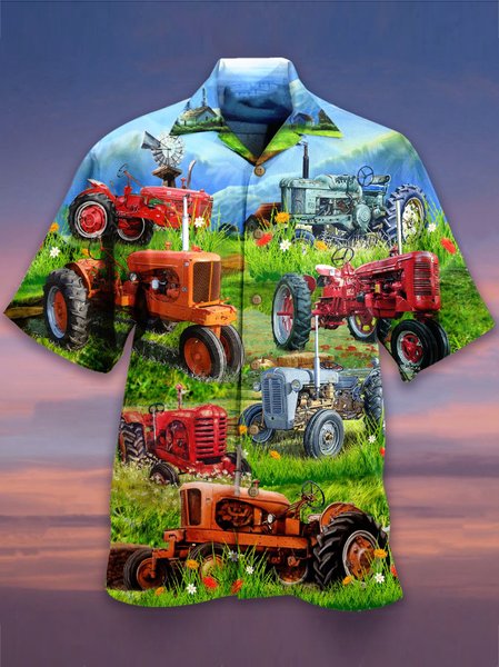 Shirt Collar Leaves Shirts, Blue, Men's Floral shirt
