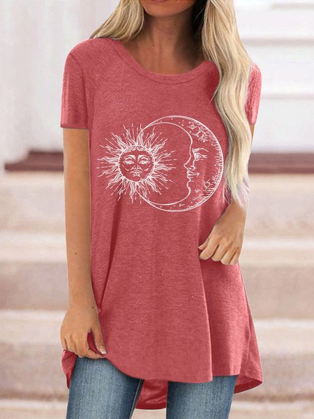 Vintage Moon And Sun Printed Plus Size Short Sleeves Crew Neck Casual Tops, Pink, T-Shirts
Vintage Moon And Sun Printed Plus Size Short Sleeves Crew Neck Casual Tops, Pink, T-Shirts