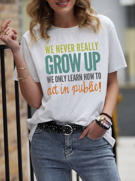 We Never Really Grow Up Graphic Short Sleeve Round Neck Casual Tee, White, T-shirts
We Never Really Grow Up Graphic Short Sleeve Round Neck Casual Tee, White, T-shirts