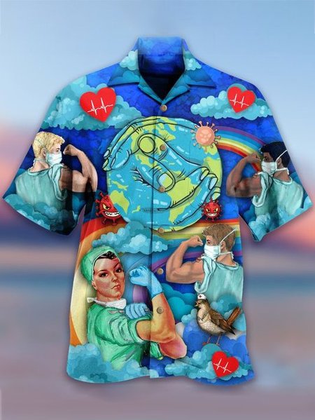 Vintage Shirt Collar Shirts & Tops, Blue, Men's shirts
