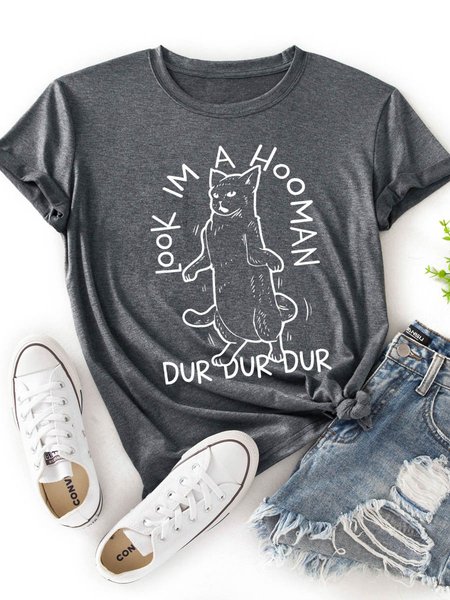 Look I'm A Hooman Cat Graphic Short Sleeve Round Neck Casual Tee, Deep gray, T-shirts
Look I'm A Hooman Cat Graphic Short Sleeve Round Neck Casual Tee, Deep gray, T-shirts