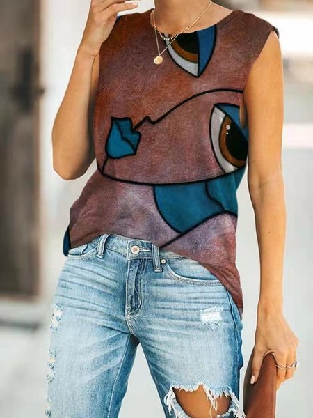 Vintage Cotton-Blend Abstract Faces Sleeveless Tanks & Camis, Brown, Tanks & Camis
Vintage Cotton-Blend Abstract Faces Sleeveless Tanks & Camis, Brown, Tanks & Camis