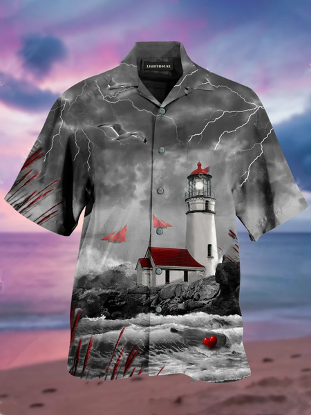 Mens 3D Casual Short Sleeve Shirt, Gray, Men's Floral shirt