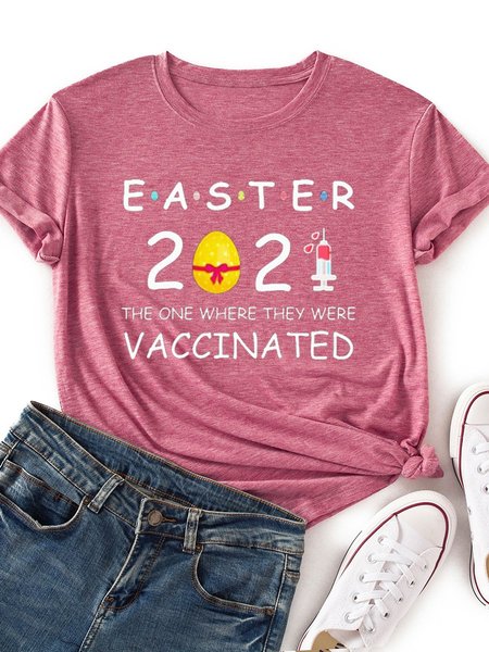 Easter 2021 The One Where They Were Vaccinated Graphic Tee, Brick red, T-shirts