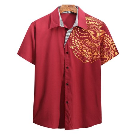 Printed Shirts & Tops, Wine red, Short Sleeves Shirts