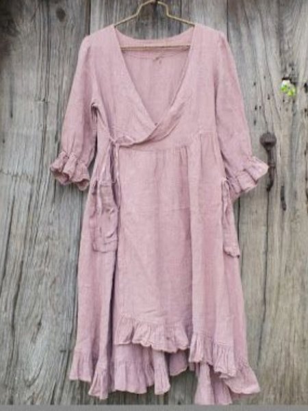 Half Sleeve Vintage Linen Women Dress, Pink, Mini Dresses
Half Sleeve Vintage Linen Women Dress, Pink, Mini Dresses