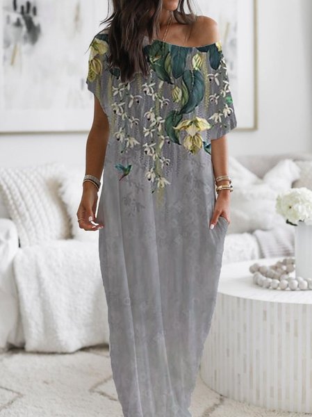 Plus Size Vintage Boho Holiday Hippie Floral Casual Short Sleeve Dresses, Gray, Maxi Dresses
Plus Size Vintage Boho Holiday Hippie Floral Casual Short Sleeve Dresses, Gray, Maxi Dresses