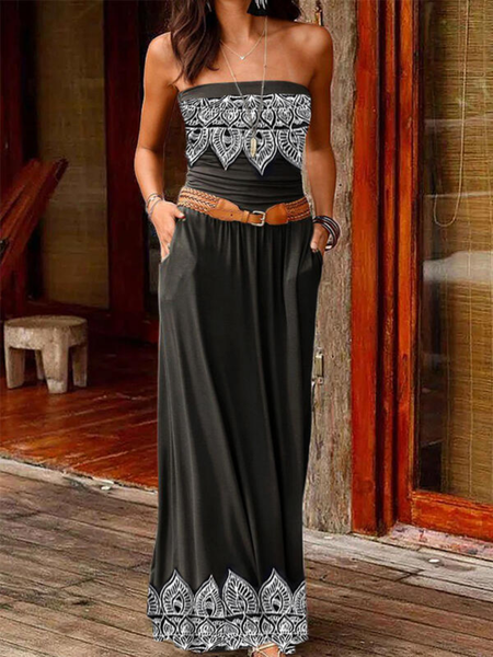 Cotton-Blend Off Shoulder Sleeveless Weaving Dress, Black, Floral Dresses
Cotton-Blend Off Shoulder Sleeveless Weaving Dress, Black, Floral Dresses