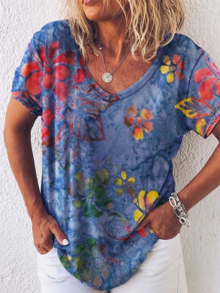 Camicie & Top Scollo a V Stampato Maniche Corte Cotone, Multicolore, T-Shirts
Camicie & Top Scollo a V Stampato Maniche Corte Cotone, Multicolore, T-Shirts