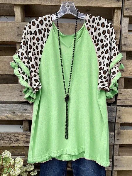 Vintage Leopard Printed Tassel Plus Size Short Sleeve V Neck Casual Tops, Green, Blouses & Shirts
Vintage Leopard Printed Tassel Plus Size Short Sleeve V Neck Casual Tops, Green, Blouses & Shirts