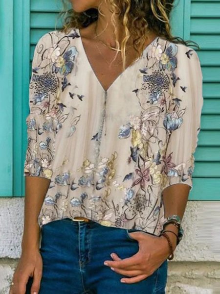 Women's Summer Vintage 3/4 Sleeve V Neck Floral Printed Blouses & Shirts, Apricot, Blouses & Shirts
Women's Summer Vintage 3/4 Sleeve V Neck Floral Printed Blouses & Shirts, Apricot, Blouses & Shirts