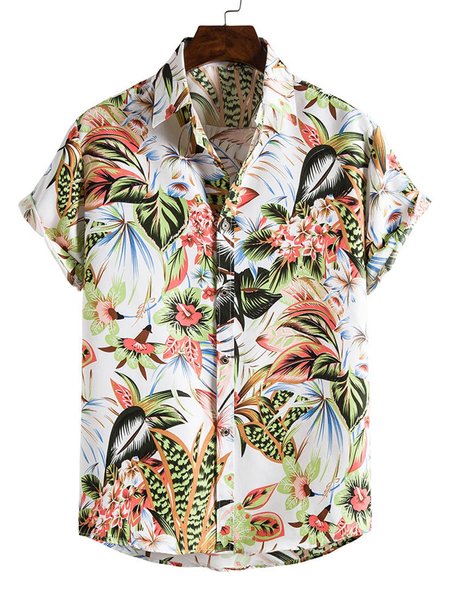 Leaves Casual Shirts & Tops, White, Shirts
