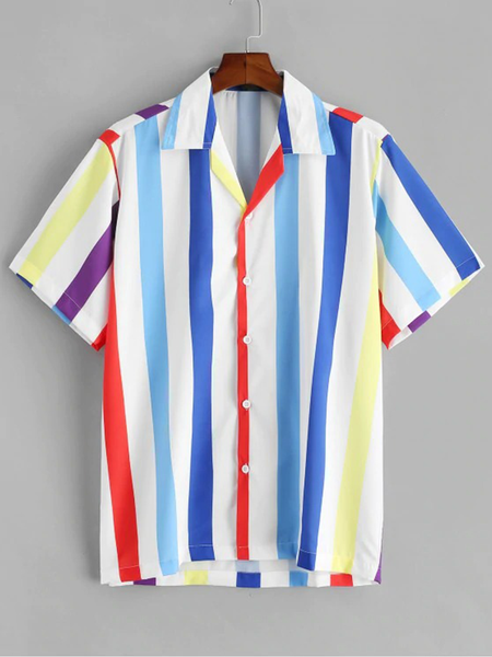 Printed Stripes T-shirt, Color, Men's Floral shirt