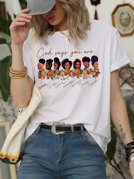 God Says You Are Black Queen African American Women T-shirt, White, Tops