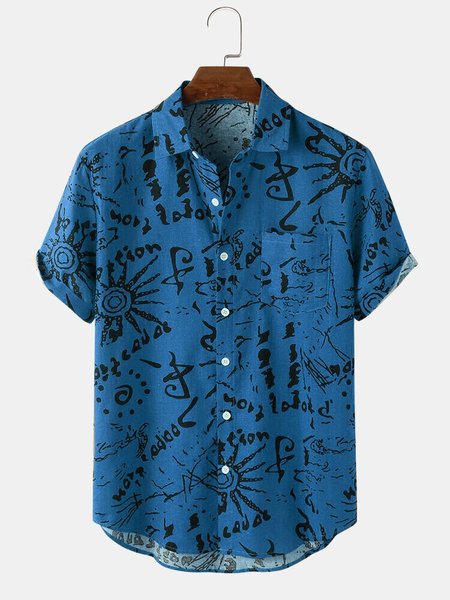 Mens All Over Ethnic Pattern Print Lapel Short Sleeve Shirts, Blue, Men's Floral shirt
Mens All Over Ethnic Pattern Print Lapel Short Sleeve Shirts, Blue, Men's Floral shirt