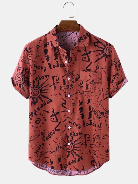Mens All Over Ethnic Pattern Print Lapel Short Sleeve Shirts, Red, Men's Floral shirt
Mens All Over Ethnic Pattern Print Lapel Short Sleeve Shirts, Red, Men's Floral shirt