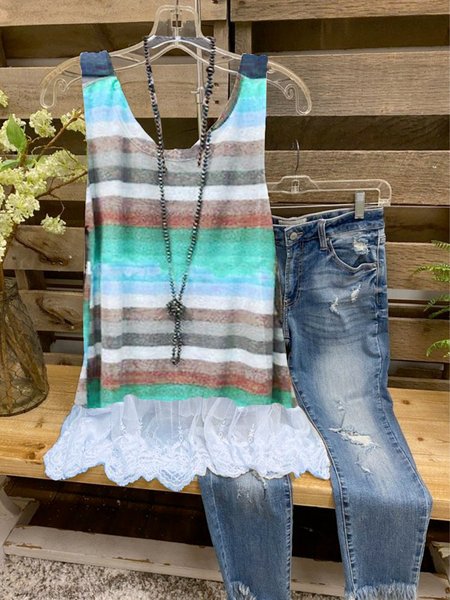 Cold Shoulder Ombre/tie-Dye Paneled Lace Jersey Shirts & Tops, Blue, Auto-Clearance