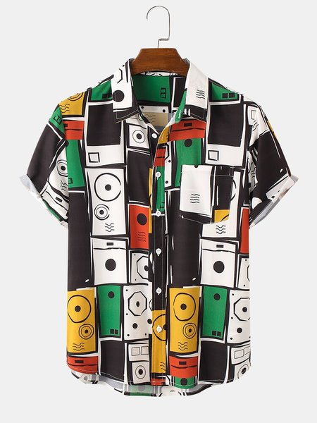Mens Doodle Geometric Print Short Sleeve Pocket Street Shirt, As picture, Men's Floral shirt
Mens Doodle Geometric Print Short Sleeve Pocket Street Shirt, As picture, Men's Floral shirt