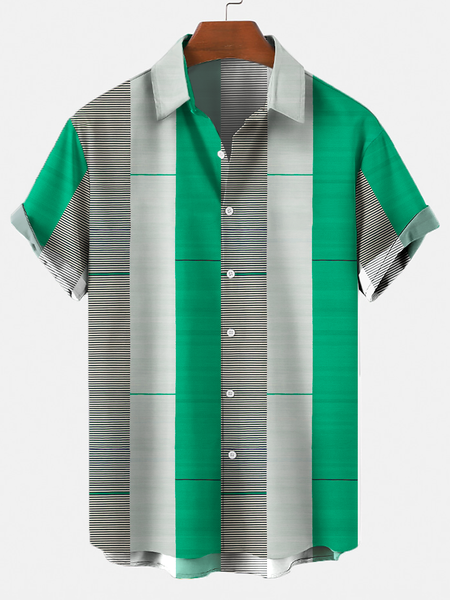 Cotton-Blend Printed Shirts, Green, Men's Floral shirt