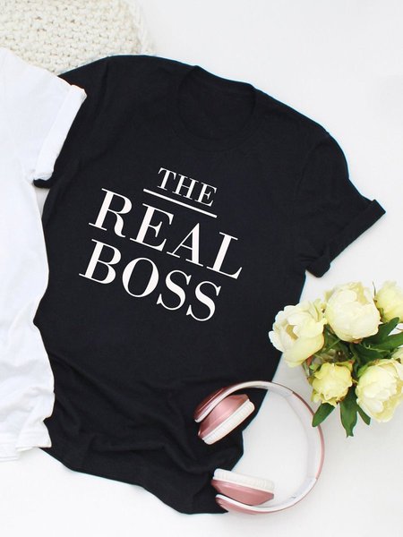 The Boss The Real Boss Couple Tee, Black, Couple T-shirts