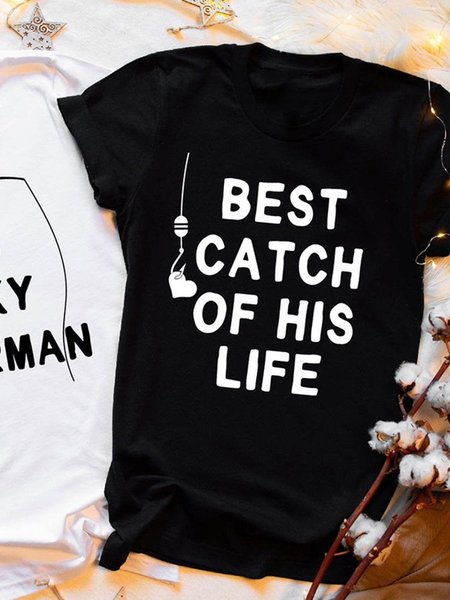 One Lucky Fisherman and Best Catch Of His Life Couple Tee, Black, Couple T-shirts