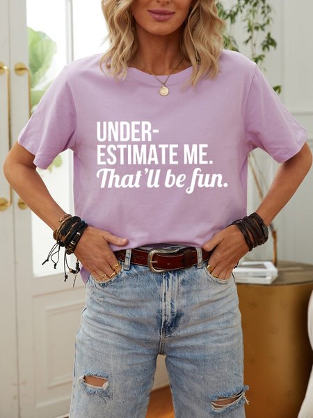 Underestimate Me Short Sleeve Women Tee, Purple, T-shirts