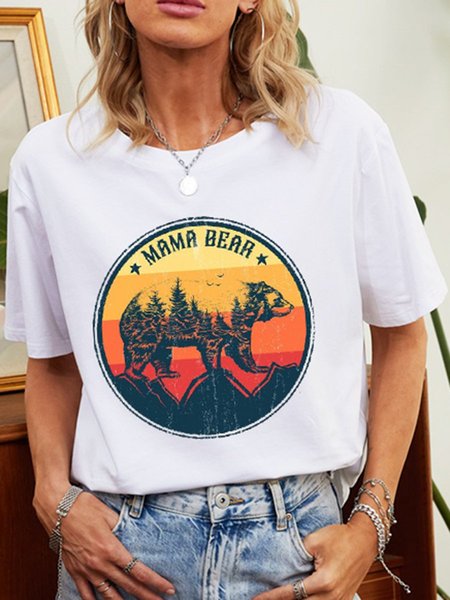 Mama Bear Mother's Day Graphic Tee, White, T-shirts