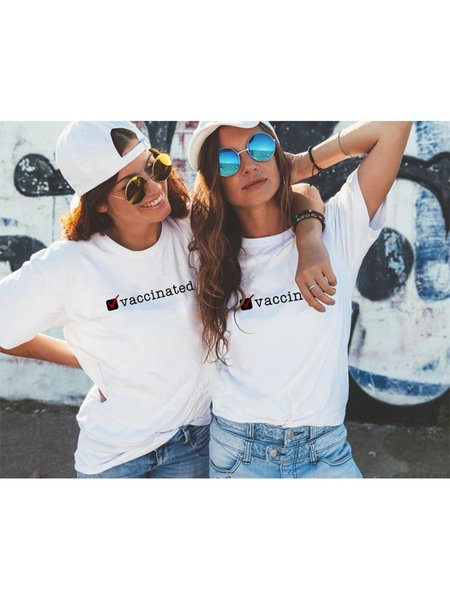 Checked Box Showing That I Got Vaccinated Friends shirts, White, Sister T-shirts