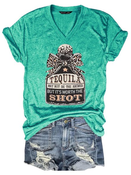 Leopard Star Tequila Worth The Shot Women's T-Shirt, Grass green, T-shirts 
Leopard Star Tequila Worth The Shot Women's T-Shirt, Grass green, T-shirts