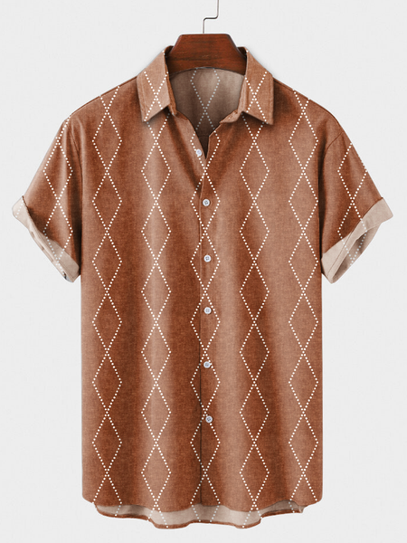 Casual Shirt Collar Shirts & Tops, Brown, Shirts