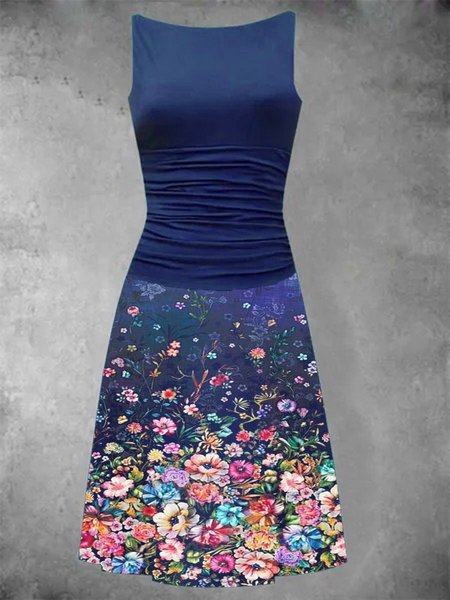 Navy Blue Floral Printed Vintage Casual Crew Neck Sleeveless A-Line Dresses, Dresses
Navy Blue Floral Printed Vintage Casual Crew Neck Sleeveless A-Line Dresses, Dresses