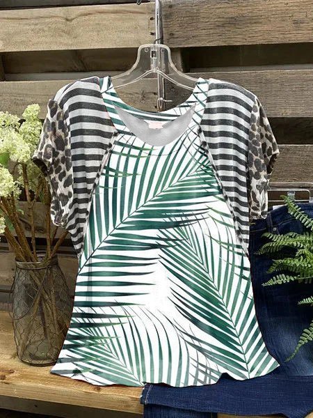 O-Neck Casual Short Sleeve Shirts & Tops, Green, T-shirts