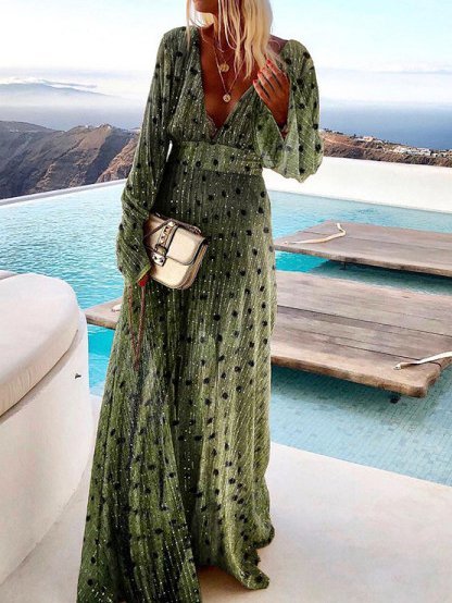 Casual Long Sleeve Cotton-Blend Weaving Dress, Green, Linen dresses
Casual Long Sleeve Cotton-Blend Weaving Dress, Green, Linen dresses