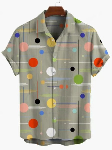 Shirt Collar Shirts, As picture, Men's Floral shirt