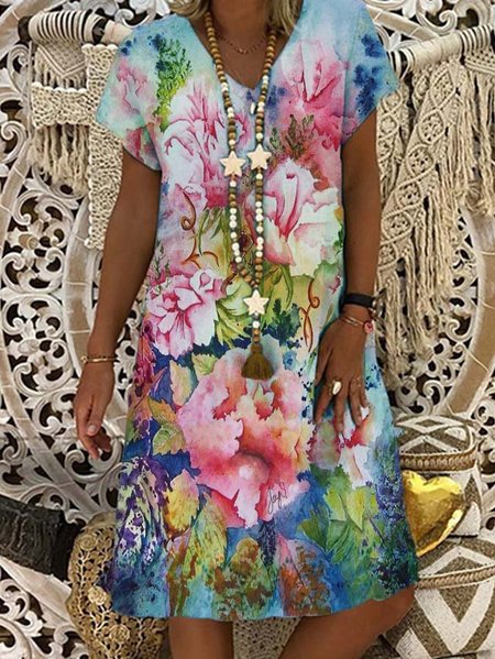 Casual Cotton-Blend Short Sleeve V Neck Weaving Dress, As picture, Floral Dresses
Casual Cotton-Blend Short Sleeve V Neck Weaving Dress, As picture, Floral Dresses