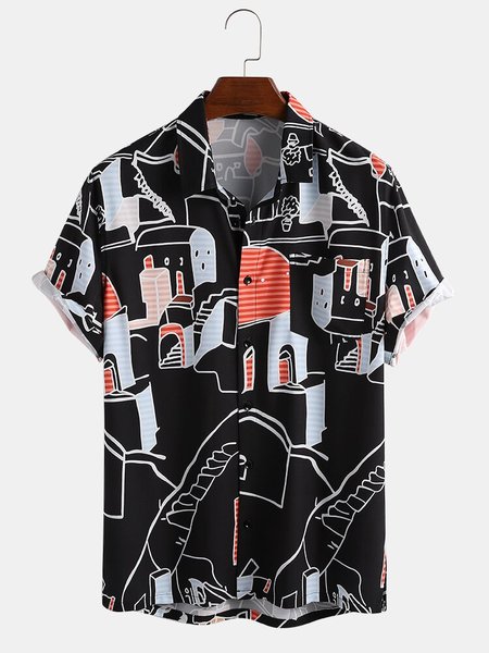 Mens Funny Abstract Design Printed Short Sleeve Loose Shirts, Black, Short Sleeves Shirts
Mens Funny Abstract Design Printed Short Sleeve Loose Shirts, Black, Short Sleeves Shirts