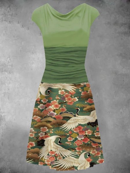 Casuale Animale Abito, Verde, Dresses