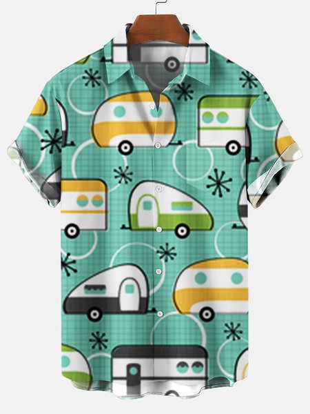 Men's 50's New Style Scattered Campers Short Sleeve Casual Loose Shirt, Green, Men's Floral shirt
Men's 50's New Style Scattered Campers Short Sleeve Casual Loose Shirt, Green, Men's Floral shirt