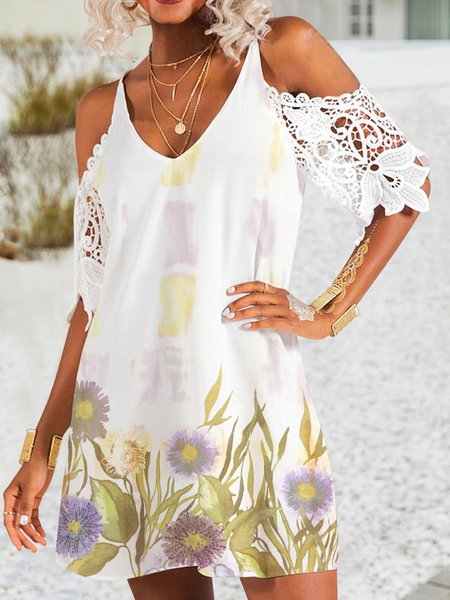 2021 Summer Hollow Lace Printing Holiday Cold Shoulder Weaving Dress, White, Floral Dresses
2021 Summer Hollow Lace Printing Holiday Cold Shoulder Weaving Dress, White, Floral Dresses