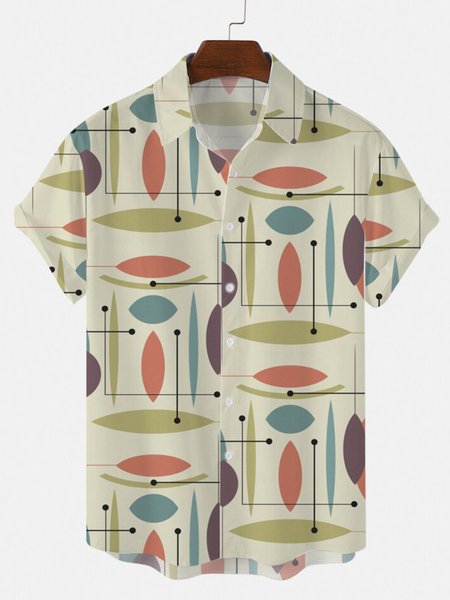 Shirt Collar Shirts, As picture, Men's Floral shirt