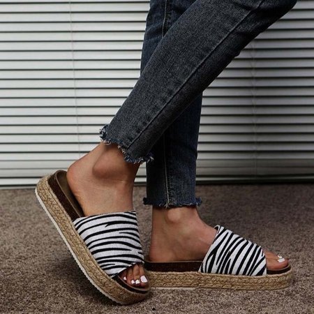 Summer Sandals, Zebra-stripe, Slippers